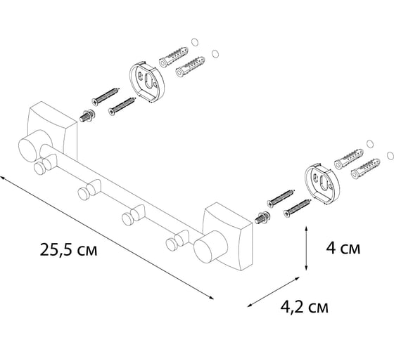 Планка FIXSEN KVADRO 4 крючка 61305-4