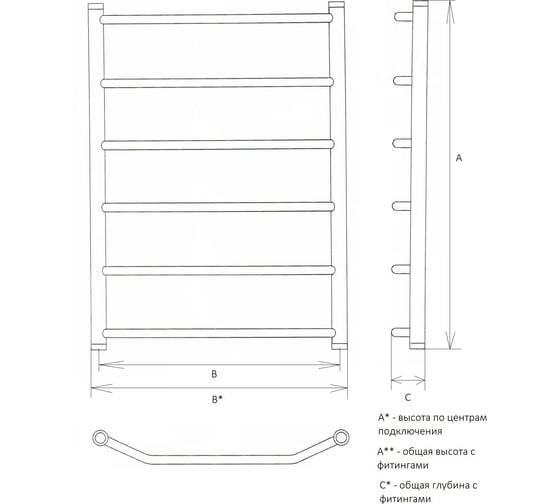 Полотенцесушитель Двин E 80/50 1"-1/2" Универсальный К3 4627085989905
