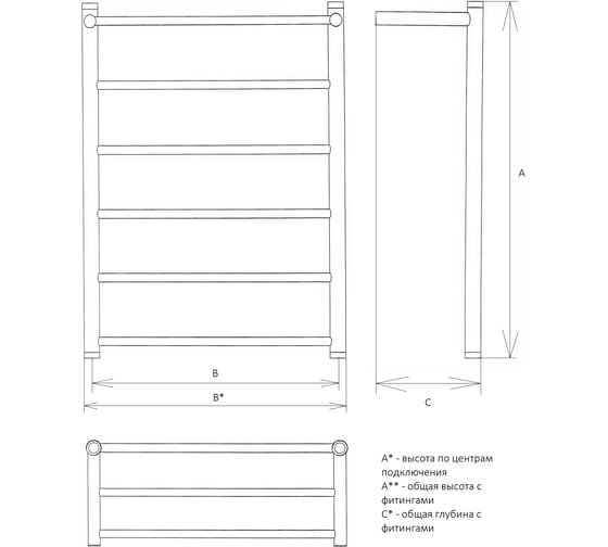 Полотенцесушитель Двин Fj 120/60 1"-1/2" универсальный К3, полированный 4627152139875