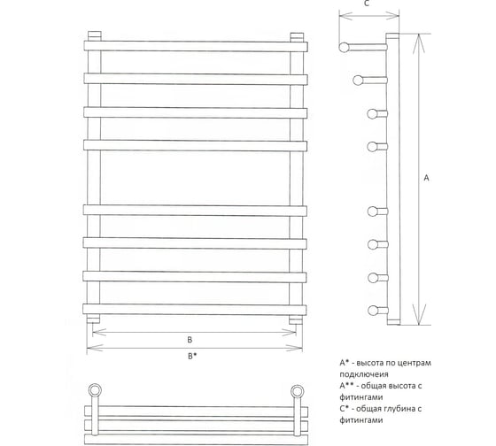 Полотенцесушитель Двин F primo 60/60 1"-3/4"-1/2" Универсальный К3 72026003