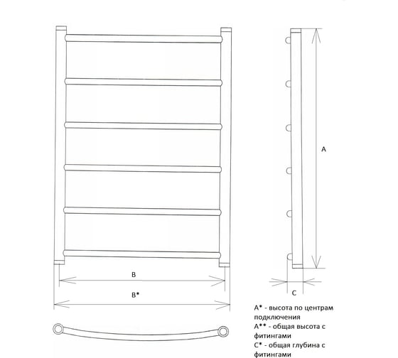 Полотенцесушитель Двин R 50/50 1"-1/2" Универсальный К3 4627087853846