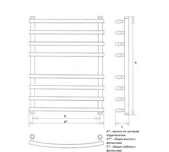 Полотенцесушитель Двин R primo 80/40 1"-3/4"-1/2" Универсальный К3 4627086037360