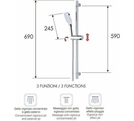 Душевой гарнитур REMER 315R318CP