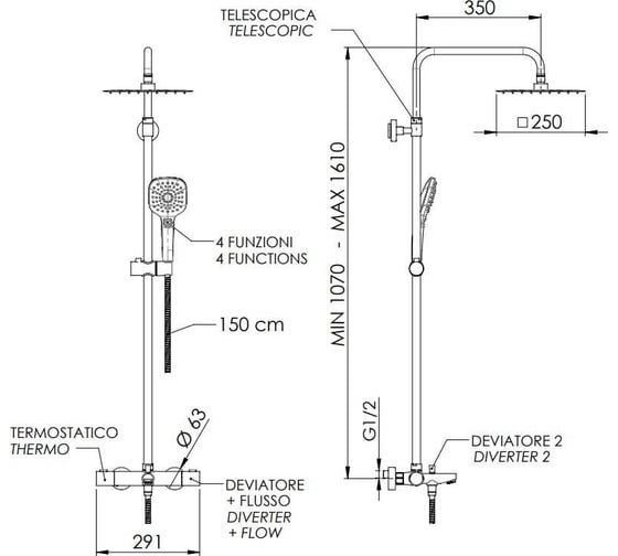 Душевой комплект REMER Elegance EQ34A8CPUFS25