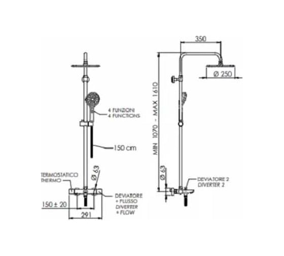 Душевой комплект REMER Elegance EQ34A8MPUFM25
