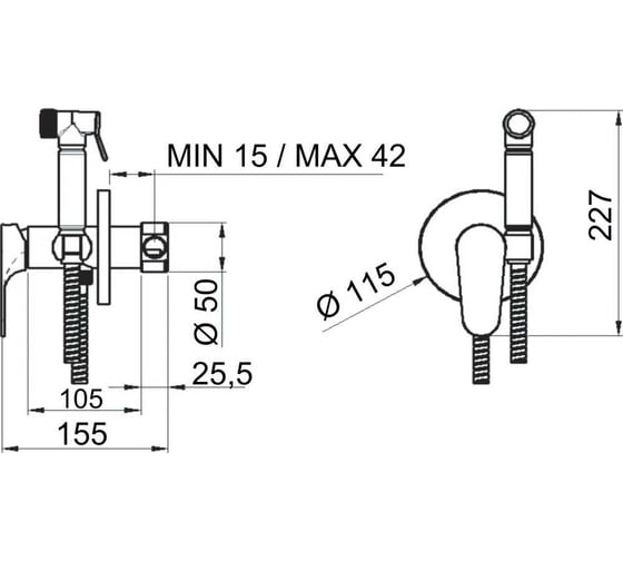 Смеситель с гигиеническим душем REMER Class Line L65W