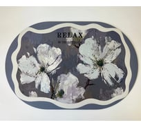 Коврик Homium Home Sil, цвет синий/серый овальный, с рисунком homemat02flower