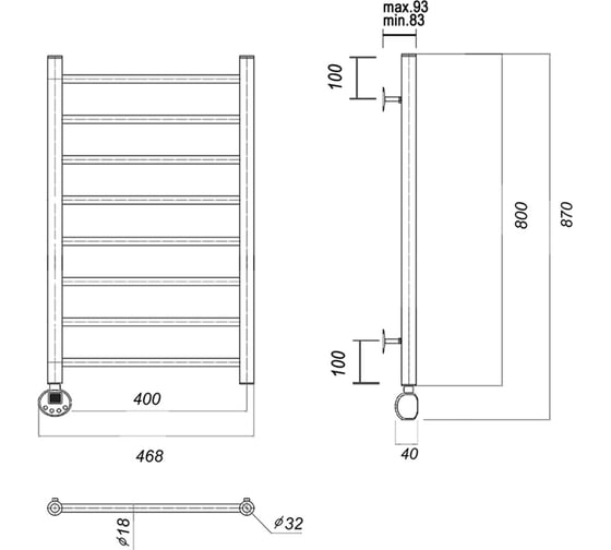 Электрический полотенцесушитель Domoterm Медея П8 400x800 EL золото