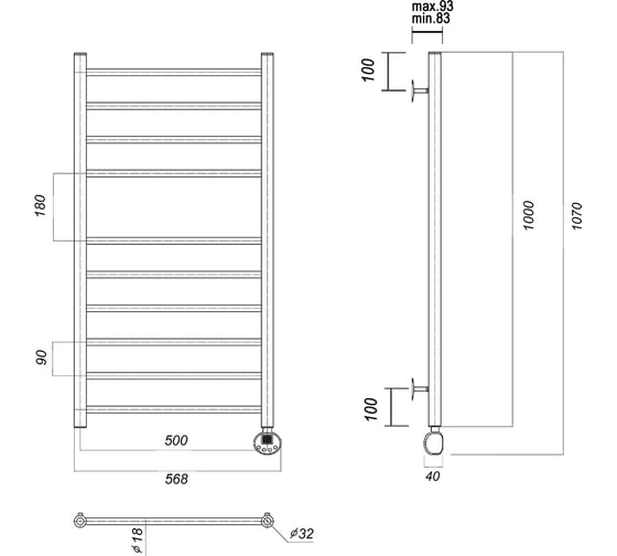 Электрический полотенцесушитель Domoterm Медея П10 500x1000 ER золото