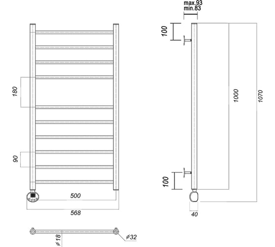 Электрический полотенцесушитель Domoterm Медея П10 500x1000 EL золото