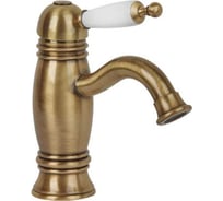 Смеситель для раковины Migliore OXFORD моноком, ручка (сверху) белая, бронза 19095