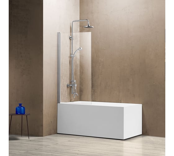 Душевая шторка на ванну VINCEA 800x1400, хром, стекло прозрачное VSB-11800CL 1