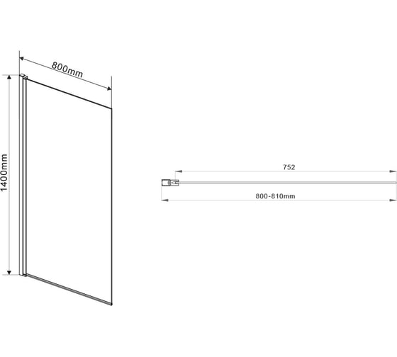 Душевая шторка на ванну VINCEA 800x1400, хром, стекло шиншилла VSB-11800CH