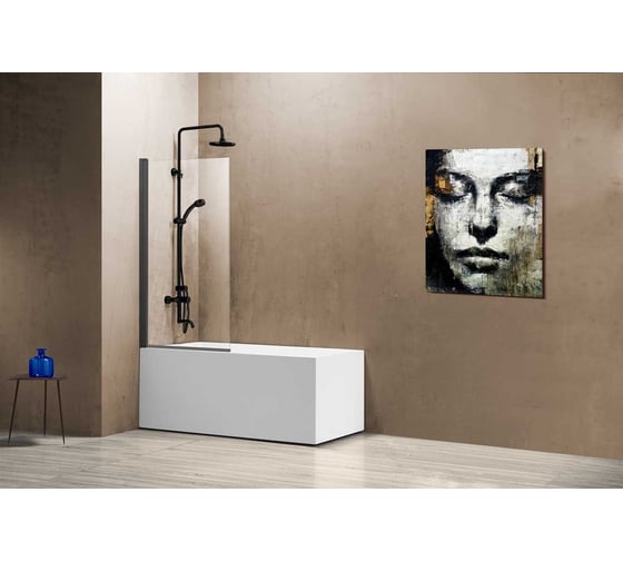 Душевая шторка на ванну VINCEA 800x1400, вороненая сталь, стекло прозрачное VSB-11800CLGM