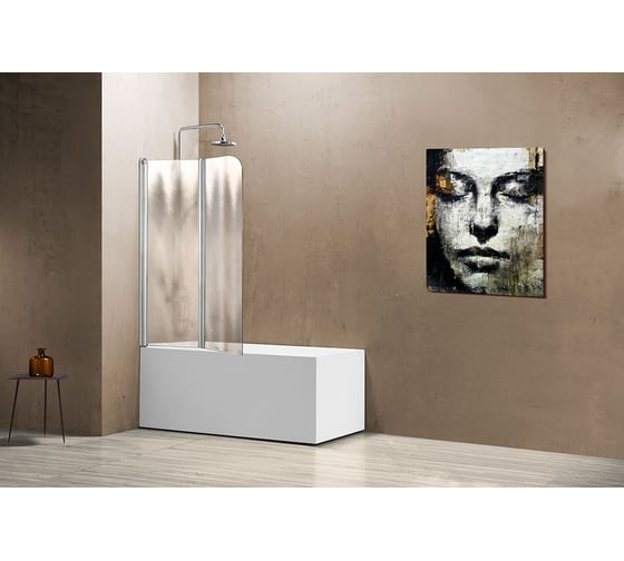 Душевая шторка на ванну VINCEA 1140x1400, хром, стекло шиншилла, левая VSB-12114CH-L