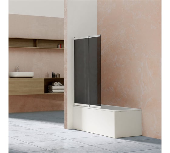 Душевая шторка на ванну VINCEA 1000x1450, хром, стекло тонированное VSB-1E100CG