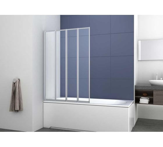 Душевая шторка на ванну VINCEA 1000x1400, хром, стекло прозрачное VSB-31100CL