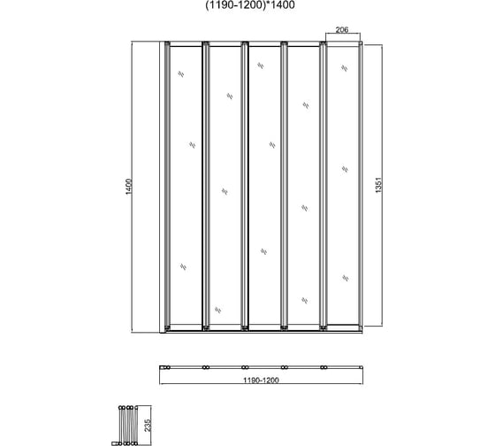 Душевая шторка на ванну VINCEA 1200x1400, хром, стекло прозрачное VSB-32120CL