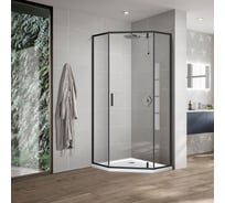 Душевой уголок VINCEA Slim-U 900х900, матовый черный, стекло прозрачное VSP-2SU900CLB