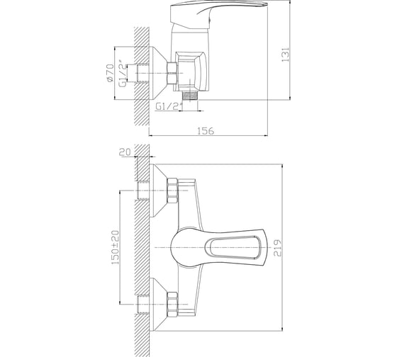 Смеситель Rossinka для душа T40-41