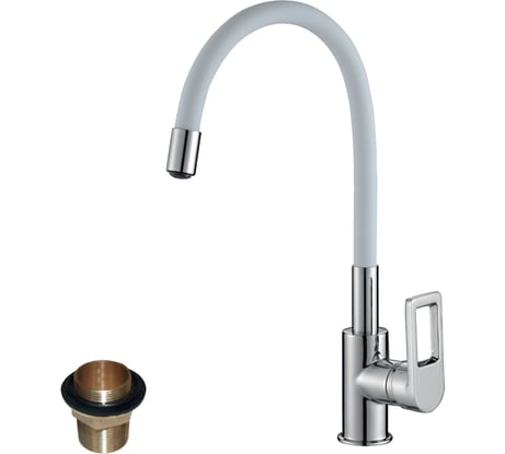 Смеситель для кухни с гибким цветным изливом Rossinka Z35-35U-White