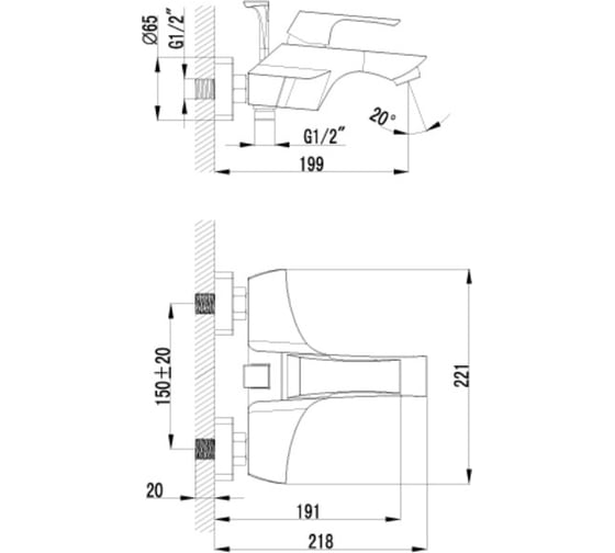 Смеситель для ванны Lemark Unit LM4502C