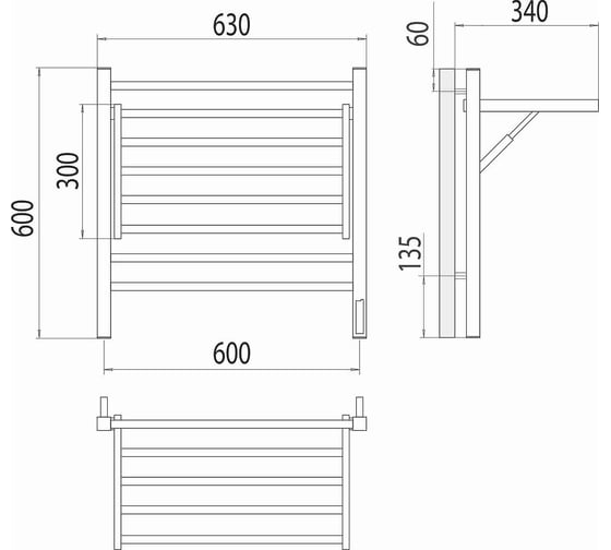 Электрический полотенцесушитель Terminus Горизонт П8 600x600 (sensor quick touch) 4670078543424