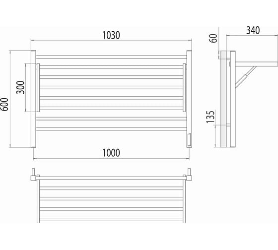 Электрический полотенцесушитель Terminus Горизонт П8 1000x600 (sensor quick touch) 4670078543271