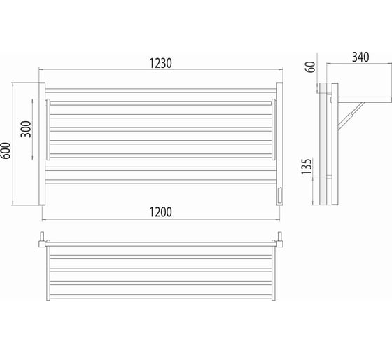 Электрический полотенцесушитель Terminus Горизонт П8 1200x600 (sensor quick touch) 4670078543332