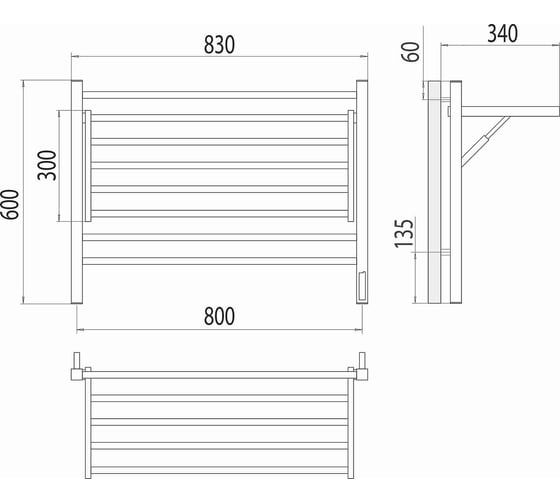 Электрический полотенцесушитель Terminus Горизонт п8 800x600 (sensor quick touch) 4670078543530