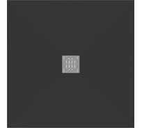 Душевой поддон МАРТ из литьевого мрамора Графит 90x90 см черный (стоун без борта) 1490194