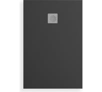 Душевой поддон МАРТ из литьевого мрамора Графит 120x80 см черный (стоун без борта) 1490196