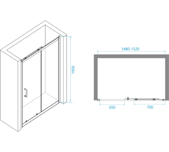 Душевая дверь RGW 150x195 PA-14 W белый, прозрачное, 6 мм (148-152) 41081415-15