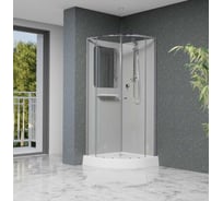 Душевая кабина RGW 100x100x200 AN-208 полукругольная, матовый хром, прозрачное, 5 мм 3 уп. 381320800-12