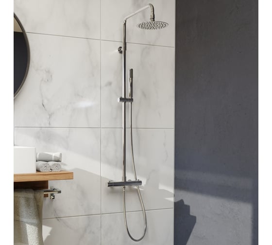 Душевая стойка RGW SP-21 хром, 120x26 головной душ, термостат, ручной душ 21140121-01