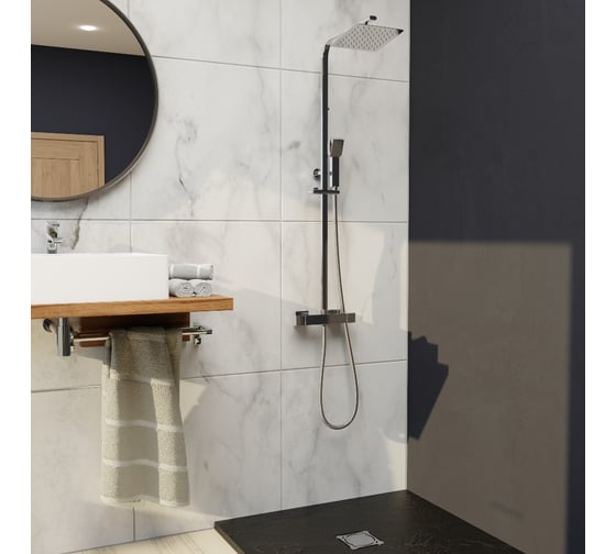Душевая стойка RGW SP-22 хром, 120x26 головной душ, термостат, ручной душ 21140122-01