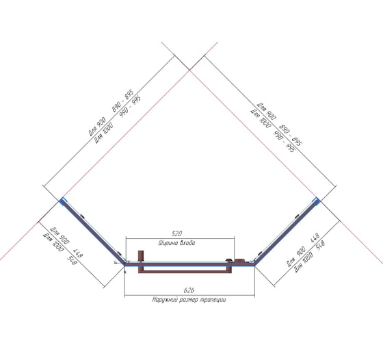 Душевой уголок RGW 100x100x195 HO-081-B Трапеция/Чёрный/Прозрачное/8 мм 350608100-14