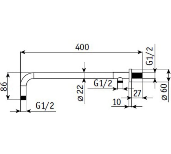Пристенный держатель верхнего душа RGW ST 001 41x10.5, хром 07040010-01