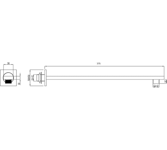 Пристенный держатель головного душа RGW SP-122 B 1/2", 375 мм, черный 21140422-04