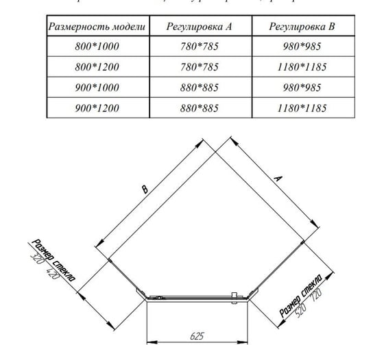 Душевой уголок RGW 90x100x195 PA-091-B Трапеция/Чёрный/Прозрачное/6 мм 35089190-14