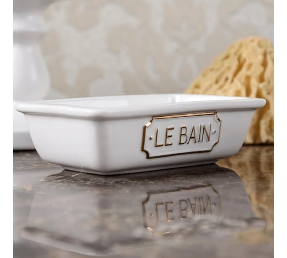 Мыльница Wess le bain blanc, 9x13,7x4,1 см., цвет белый и золотой G88-81