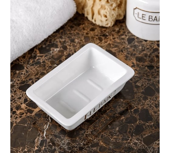 Мыльница Wess le bain blanc, 9x13,7x4,1 см., цвет белый и золотой G88-81