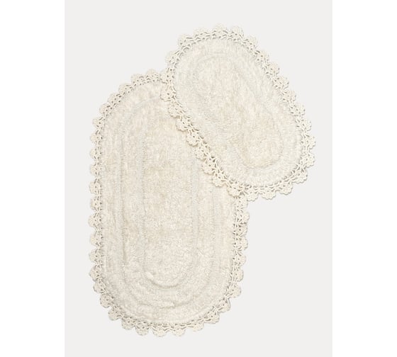 Коврик Arya Home Afro с гипюром, 60x100 см, 2 предмета, кремовый 8680943067302 1