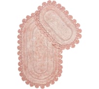 Коврик Arya Home Afro с гипюром, 60x100 см, 2 предмета, розовый 8680943067326