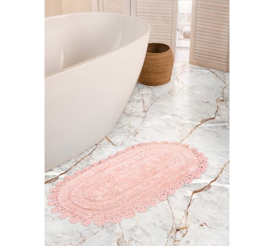 Коврик Arya Home Afro с гипюром, 60x100 см, 2 предмета, розовый 8680943067326