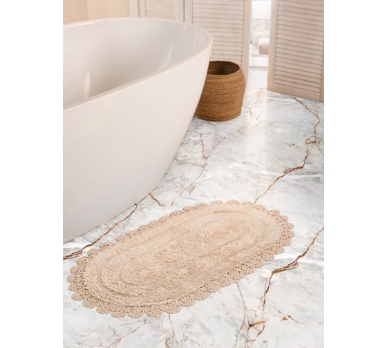 Коврик Arya Home Afro с гипюром, 60x100 см, 2 предмета, бежевый 8680943067333
