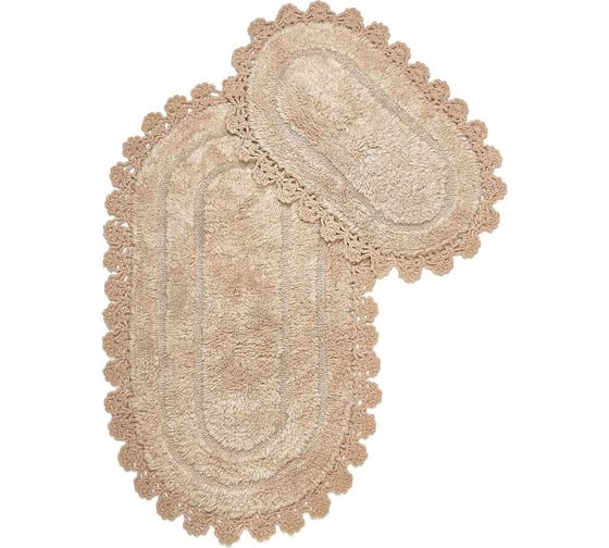 Коврик Arya Home Afro с гипюром, 60x100 см, 2 предмета, бежевый 8680943067333 1