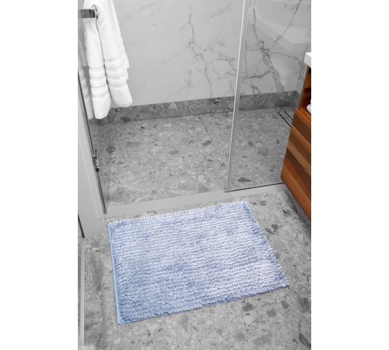 Коврик Arya Home Senfoni из переливающей синели, 40x60 см, голубой 8680943223685