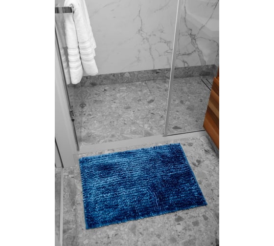 Коврик Arya Home Senfoni из переливающей синели, 40x60 см, синий 8680943223708