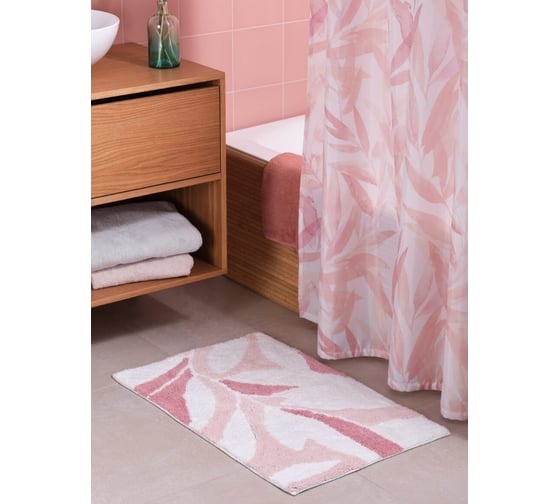 Мягкий коврик для ванной комнаты Moroshka akvarel 50x80 см., цвет белый розовый 976-303-02